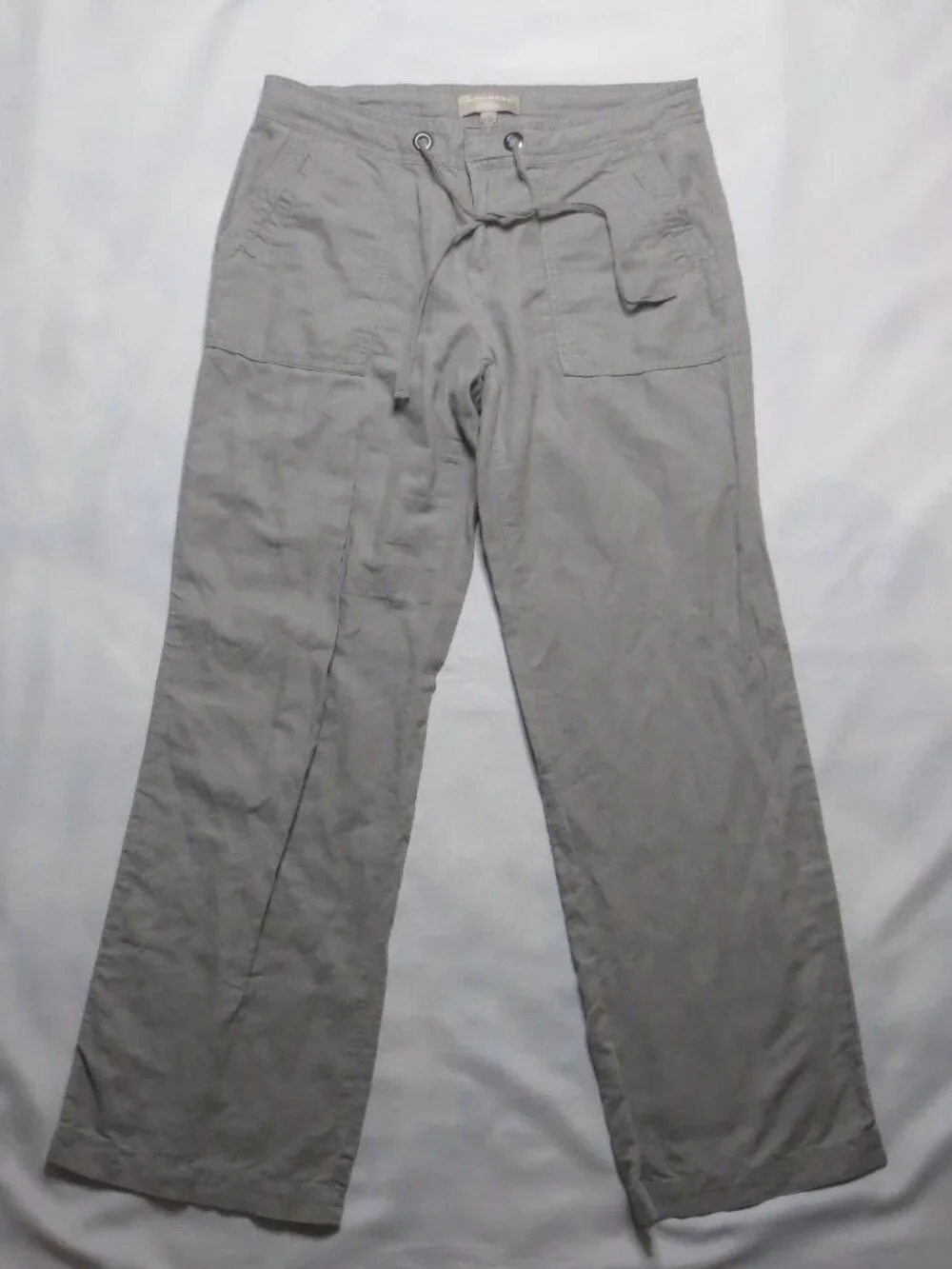 BANANA REPUBLIC womens PANTS gray LINEN lightweight DRAWSTRING summer SIZE 8